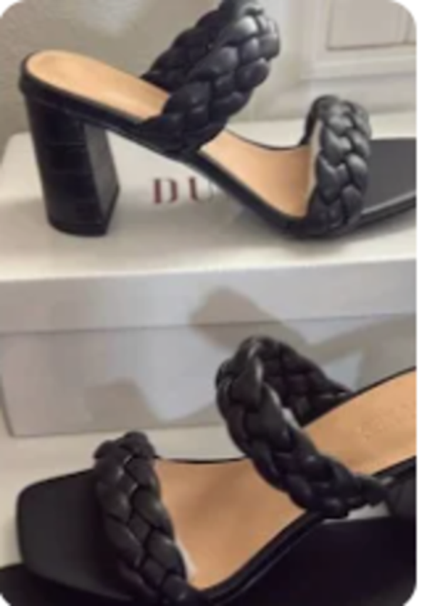 Dunes Women Leather Braided Strap Block Heel Sandal