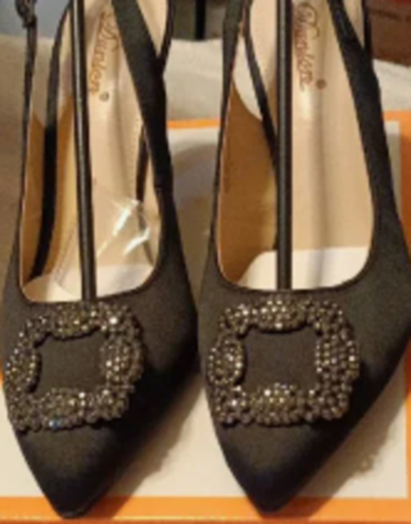 Dunion Women Embellished Pointed Toe Heeled Slingback Shoes