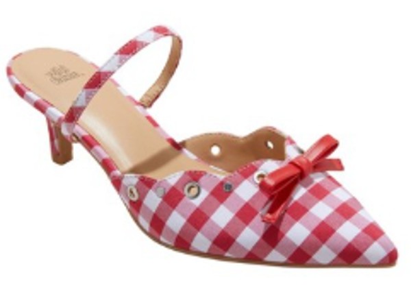 Wild Fable  Women Lysandra Gingham Eyelet Kitten Heel Sandal Jamaica