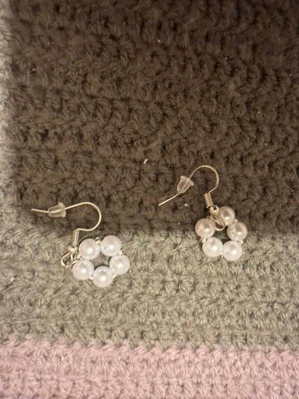 White pearl earrings