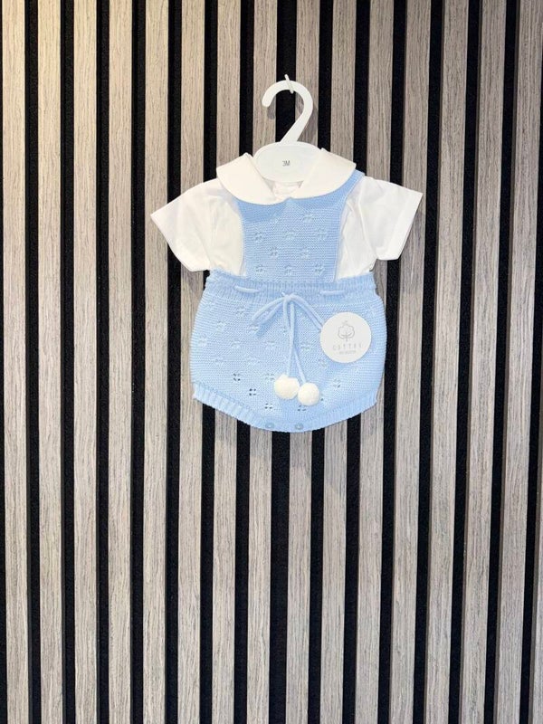 Blue Pom Pom Outfit