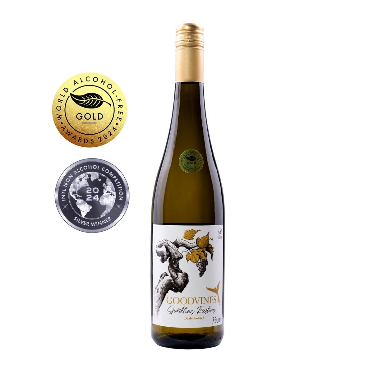 GOODVINES mousserende Riesling – alcoholvrije bubbels 0.0% (0,75L)