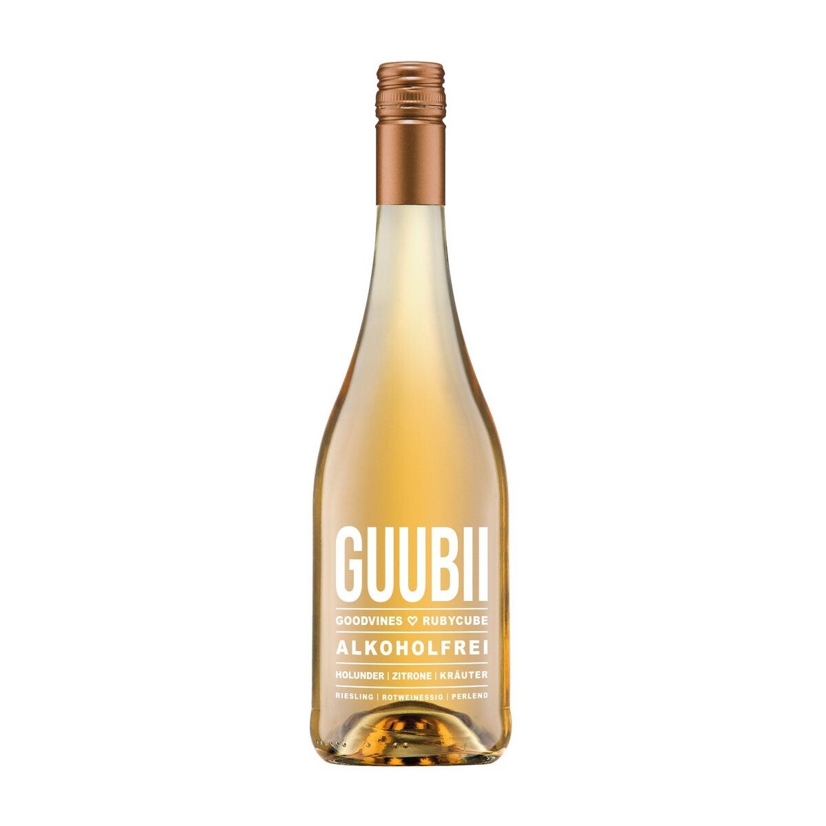 GUUBII Vlierbes/Citroen – alcoholvrij bruisend aperitief 0.0% op Riesling‑basis (0,75L)