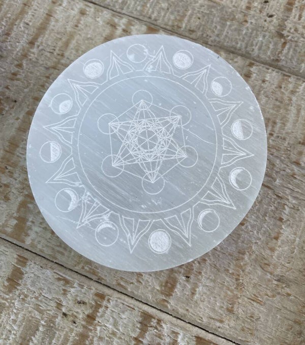 Plaque en Sélénite - cube de Metatron