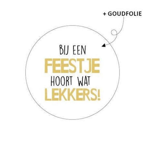 Sticker bij een feestje hoort wat lekkers