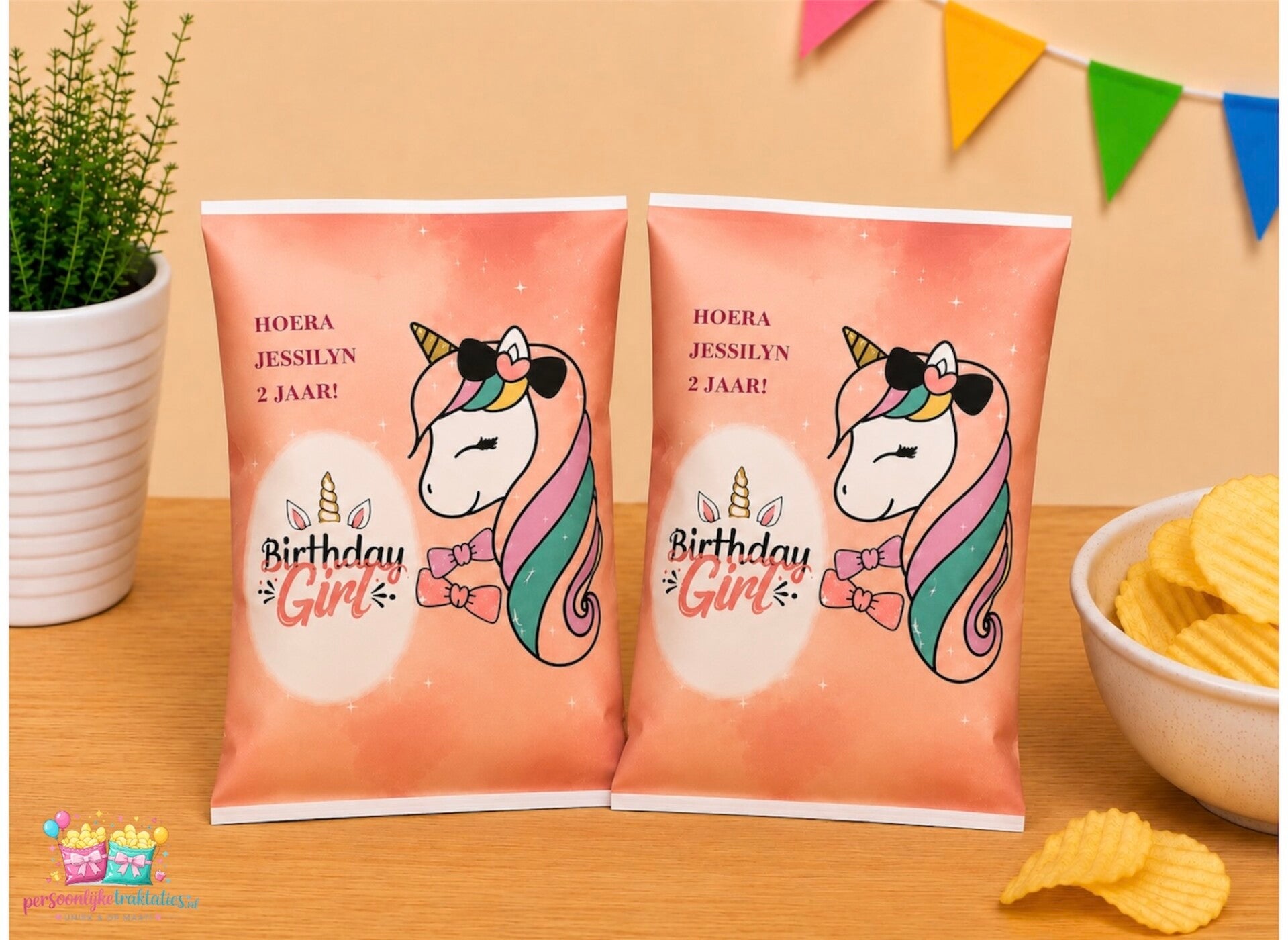Eenhoorn chips zakjes