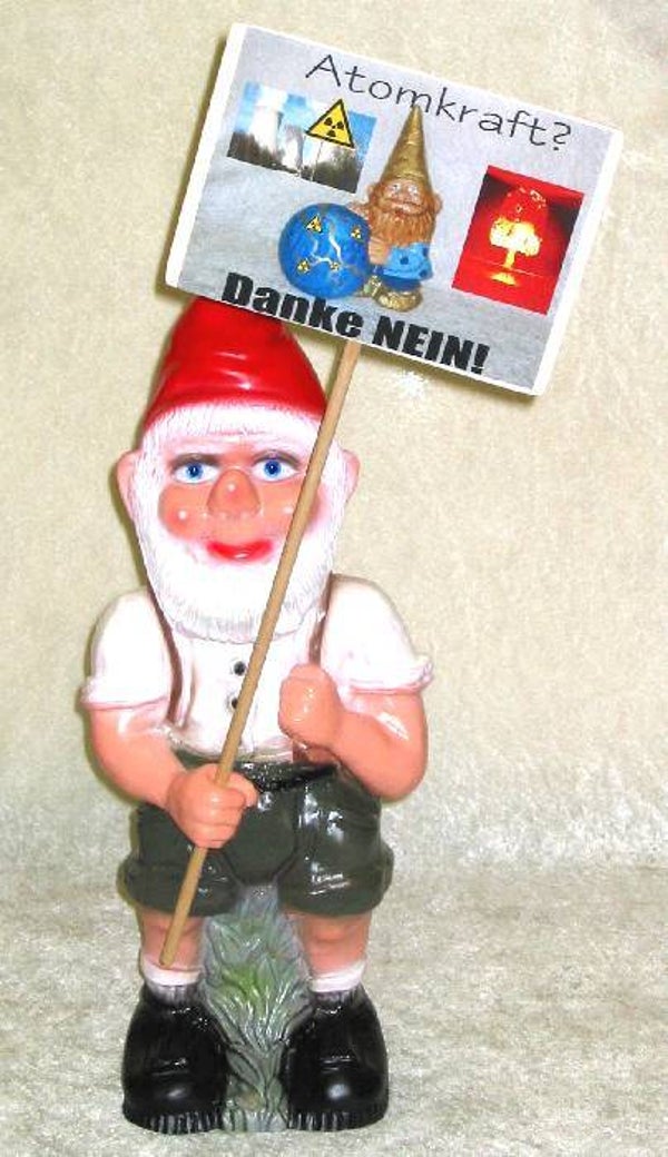 Gartenzwerg in Lederhose mit Schild - 4821235