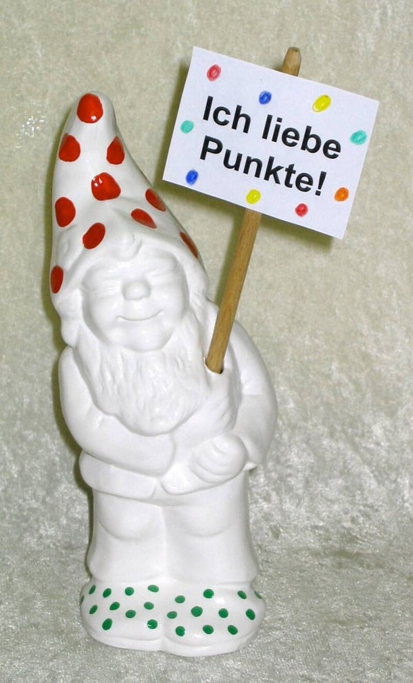 Design Gartenzwerg Uni-Weiss mit Punkten - 9940340
