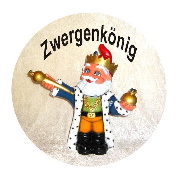Gartenzwerg König als Button zum Anstecken und verschenken - B163500