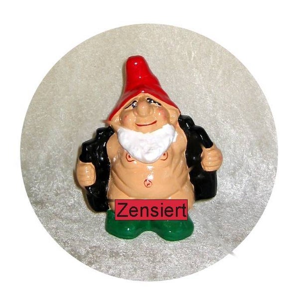 Button mit Gartenzwerg als Exhibitionist - zensiert - B511500