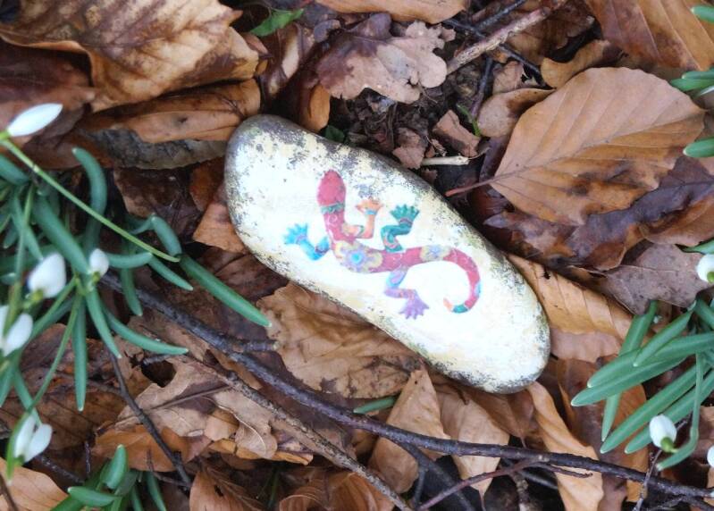 Stein mit Salamander