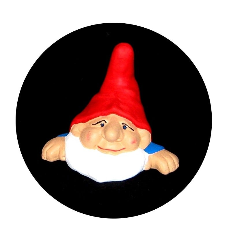 Gartenzwerg schaut lieb auf Button zum Anstecken - B155100