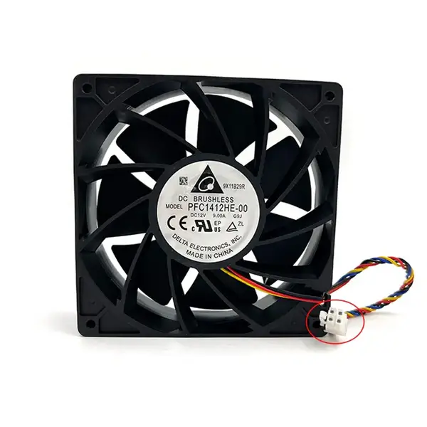 Delta PFC1412HE-00 140mm Cooling Fan – 12V 9A High-CFM Replacement for Whatsminer M20-M60 Series