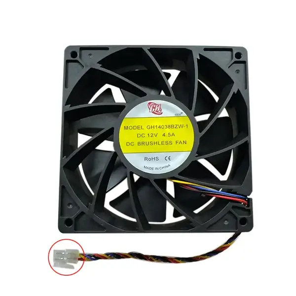 GH14038BZW-1 140mm Cooling Fan - 12V 4.5A Replacement for Whatsminer M20-M60 Series (4P & 6p Models)