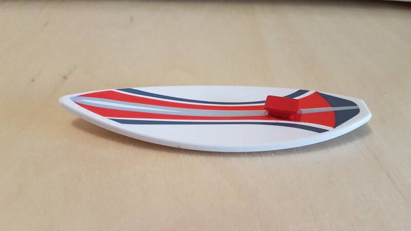 Surfplank Wit met opdruk rood zilvergrijs