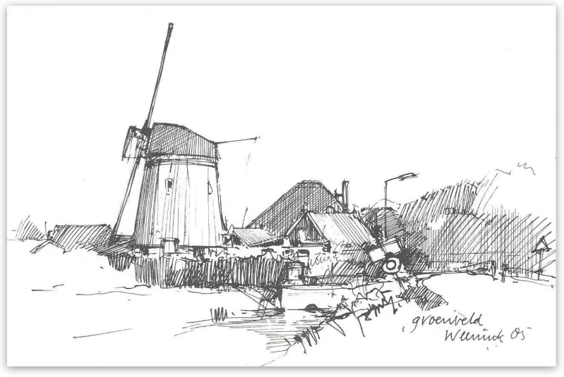 Pentekening van de molen van Groenveld