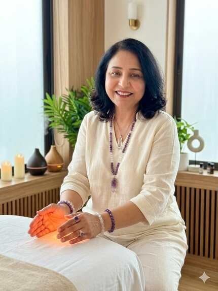 Chandni during a Reiki session at SAI Massage and Wellness in Calgary