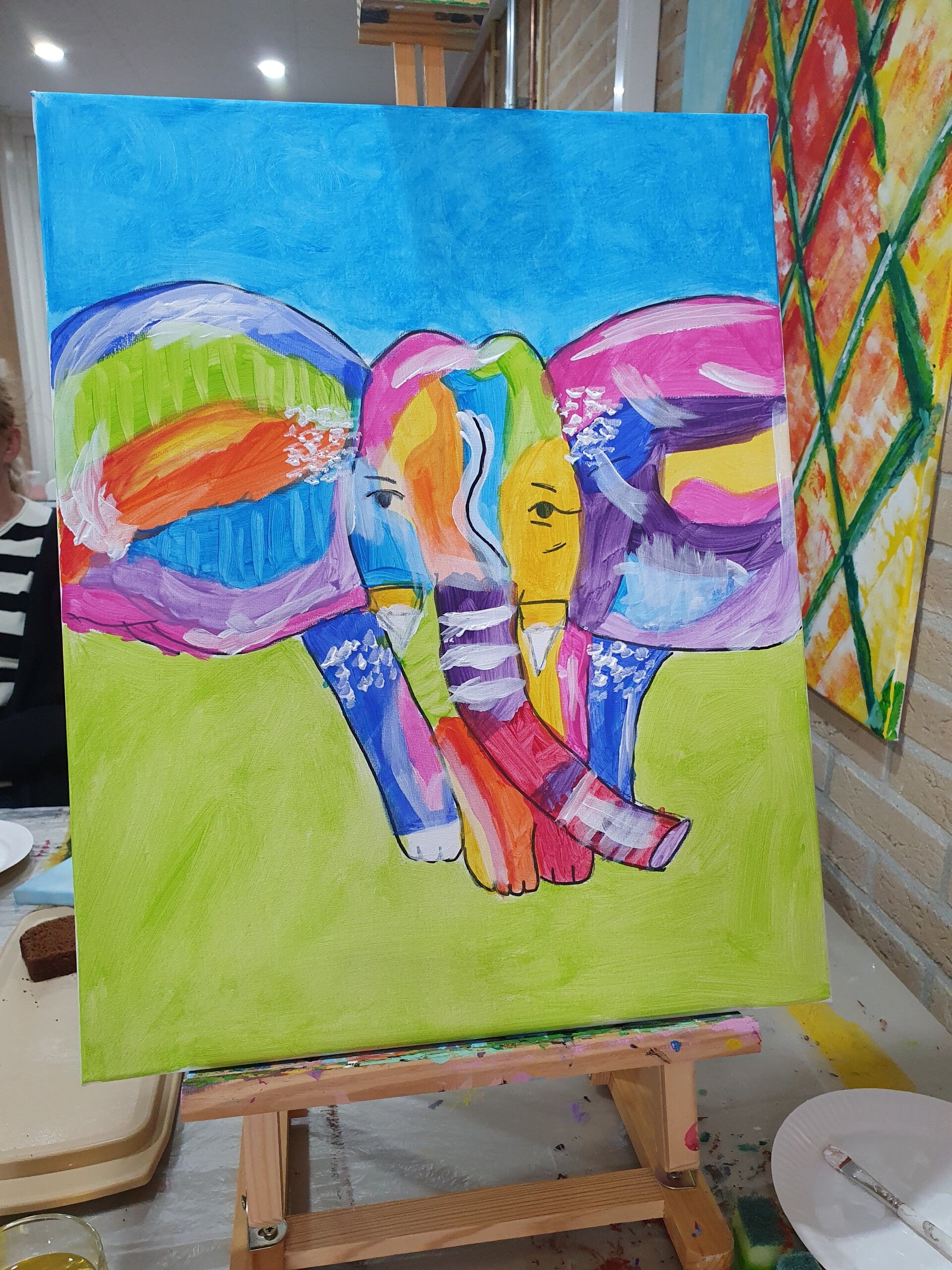 workshop het vrolijke schilderij schilderen, workshop, workshop Drenthe, workshops Drenthe, creatieve workshop, creatieve workshops, zussendag, activiteiten Drenthe, personeelsuitje, workshop koe schilderen, vrijgezellenfeest, bedrijfsfeest 