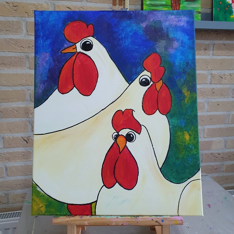 workshop het vrolijke schilderij schilderen, workshop, workshop Drenthe, workshops Drenthe, creatieve workshop, creatieve workshops, zussendag, activiteiten Drenthe, personeelsuitje, workshop koe schilderen, vrijgezellenfeest, bedrijfsfeest