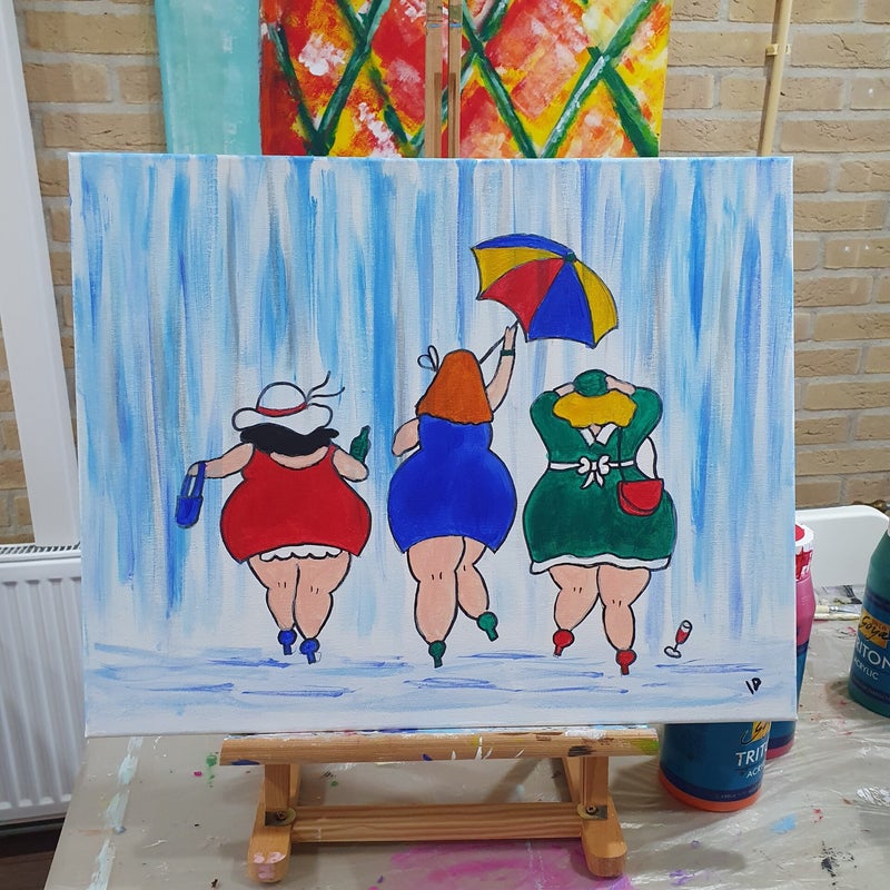 afdelingsuitje, macrame workshop, vriendinnen uitjes, beeldjes dikke dames, keramiek schilderen, kip pimpen, sieraden maken workshop, moeder dochter dag, vrolijk schilderij dikke dames, servies beschilderen, familiedag drenthe, porselein schilderen