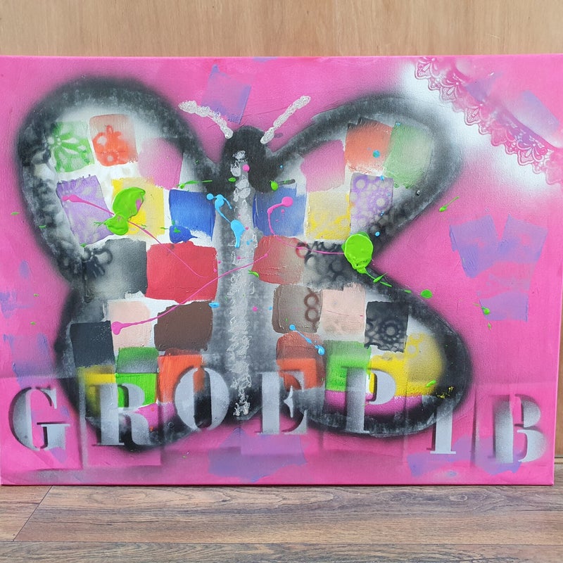 workshop graffiti modern schilderen, workshop, workshop Drenthe, workshops Drenthe, creatieve workshop, creatieve workshops, bedrijfsuitje Drenthe, creatief uitje Drenthe, workshop mannen, workshop 10 personen of meer, workshop grote groepen, Brood schild