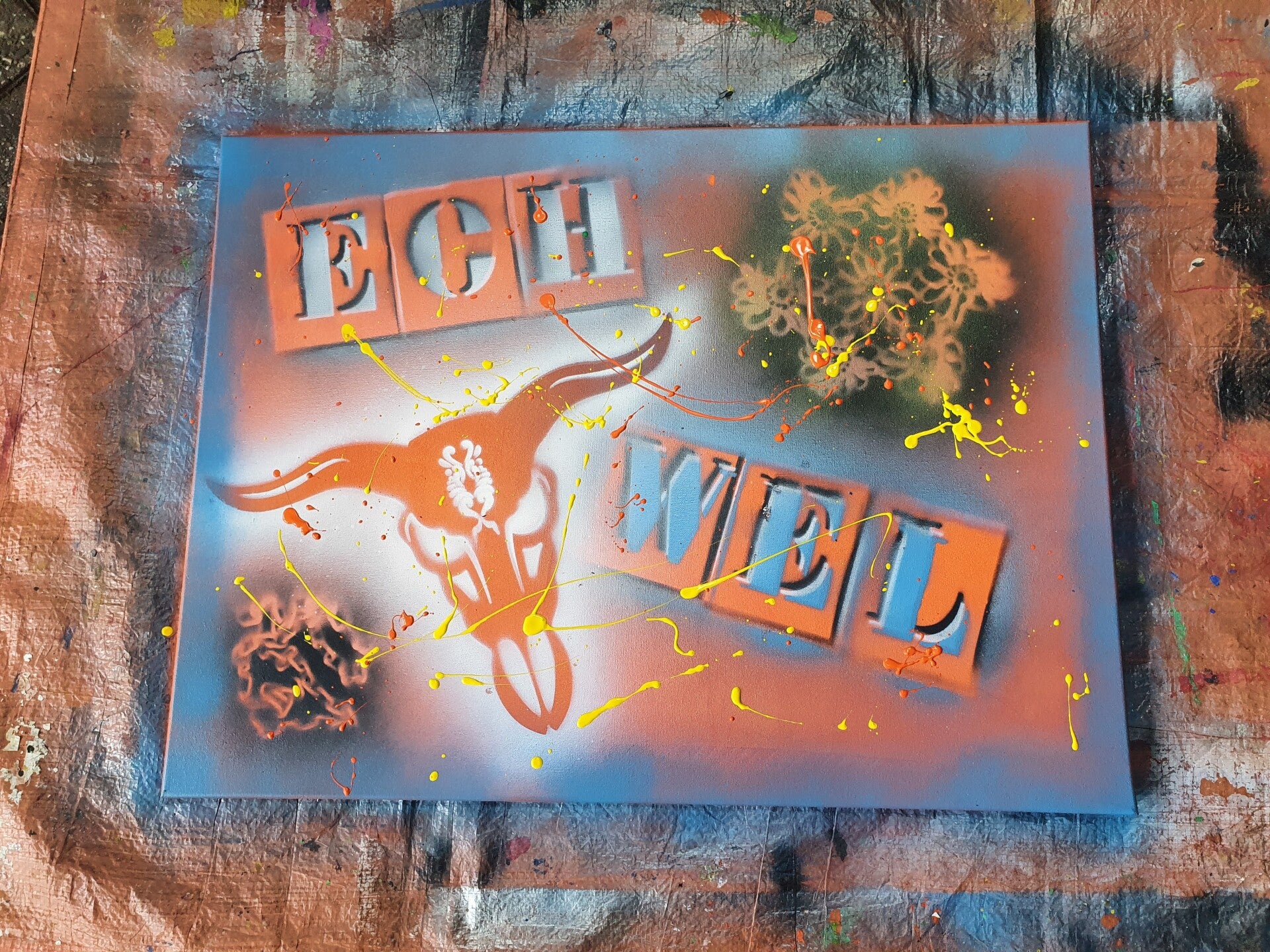 workshop graffiti modern schilderen, workshop, workshop Drenthe, workshops Drenthe, creatieve workshop, creatieve workshops, bedrijfsuitje Drenthe, creatief uitje Drenthe, workshop mannen, workshop vanaf 10 personen, workshop grote groep, Brood schilderen