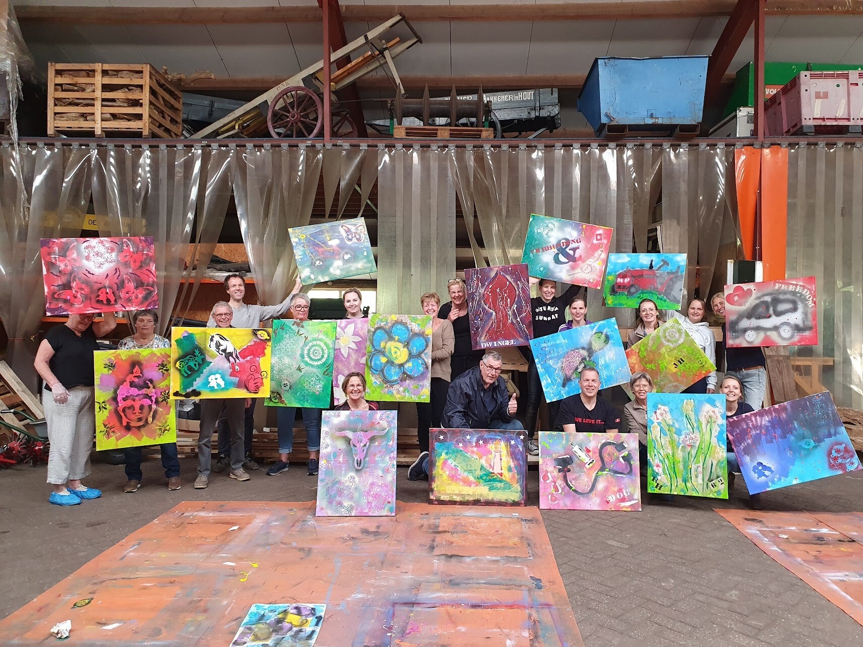 workshop graffiti modern schilderen, workshop, workshop Drenthe, workshops Drenthe, creatieve workshop, creatieve workshops, bedrijfsuitje Drenthe, creatief uitje Drenthe, workshop mannen, workshop vanaf 10 personen, workshop grote groep, Brood schilderen