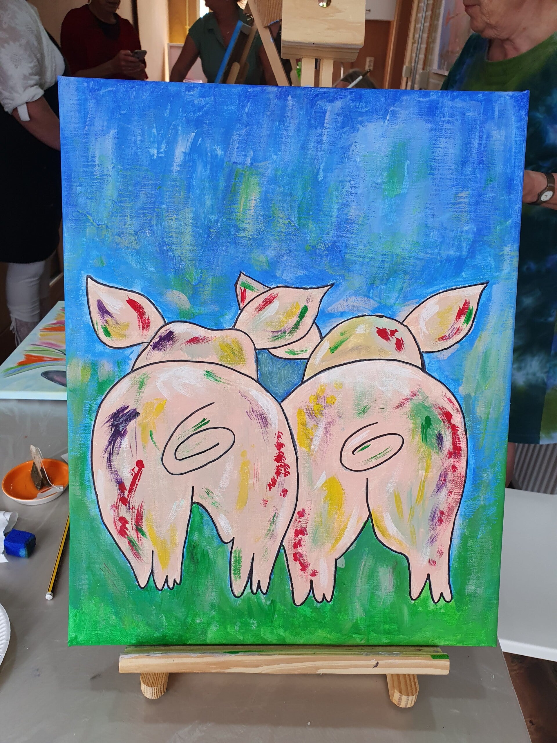 workshop dikke dames schilderen &amp; het 'vrolijke' schilderij schilderen