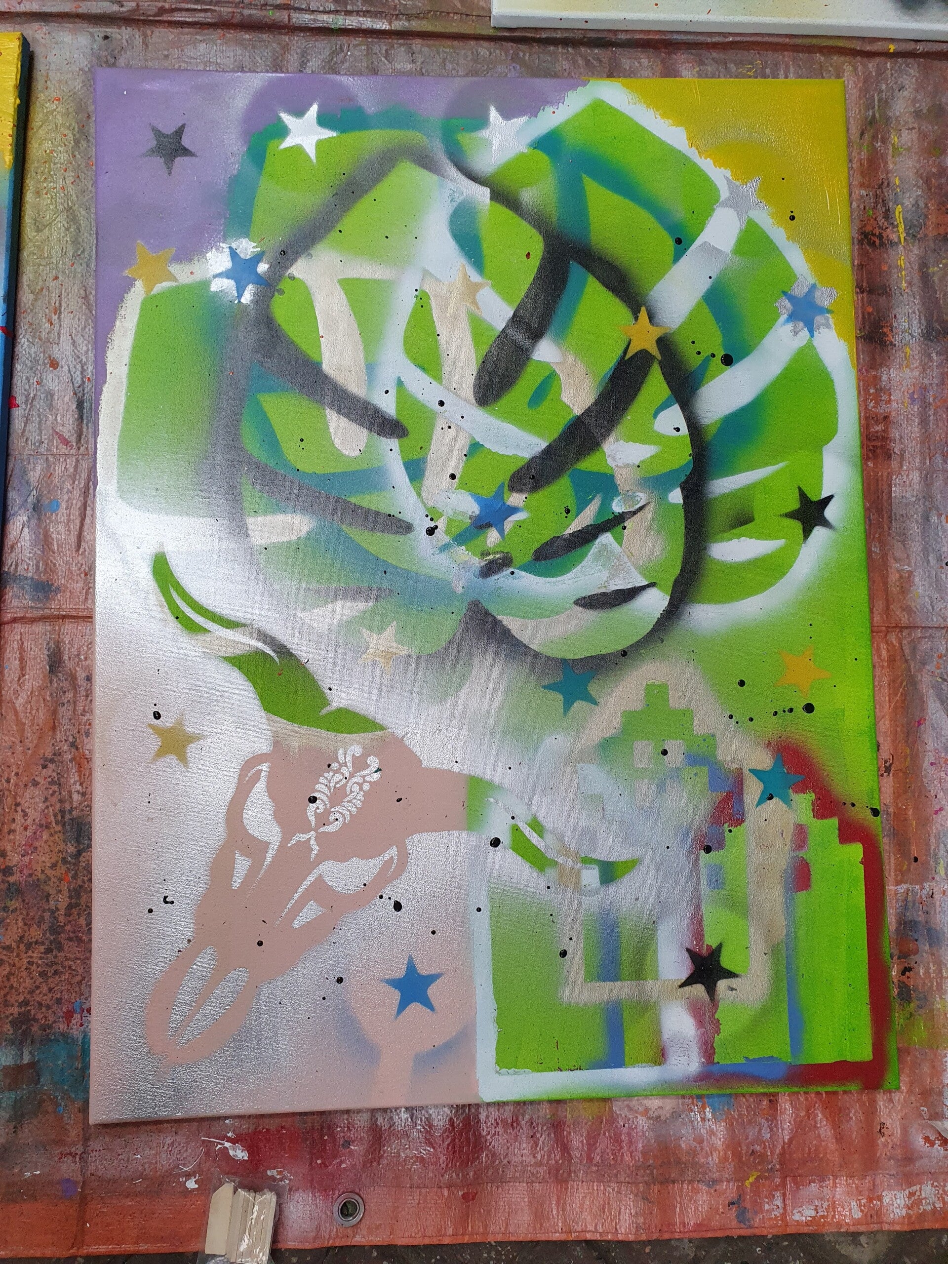 workshop graffiti modern schilderen, workshop, workshop Drenthe, workshops Drenthe, creatieve workshop, creatieve workshops, bedrijfsuitje Drenthe, creatief uitje Drenthe, workshop mannen, workshop 10 personen of meer, workshop grote groepen, Brood schild