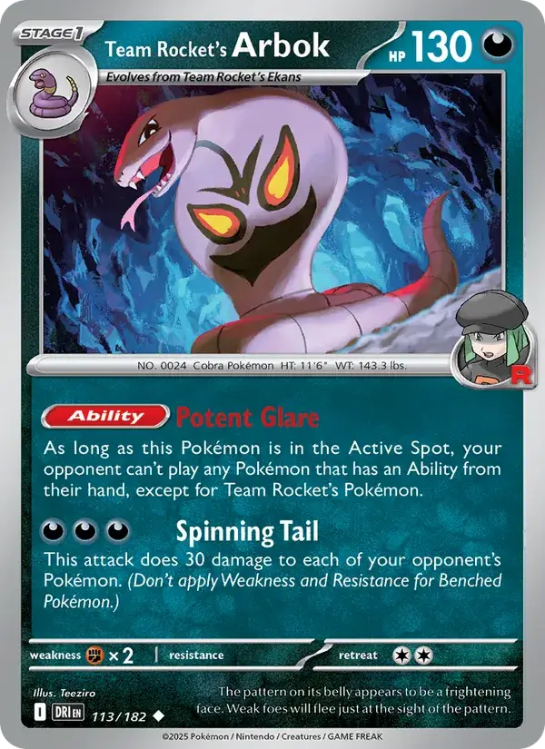Team Rocket's Arbok 113/182