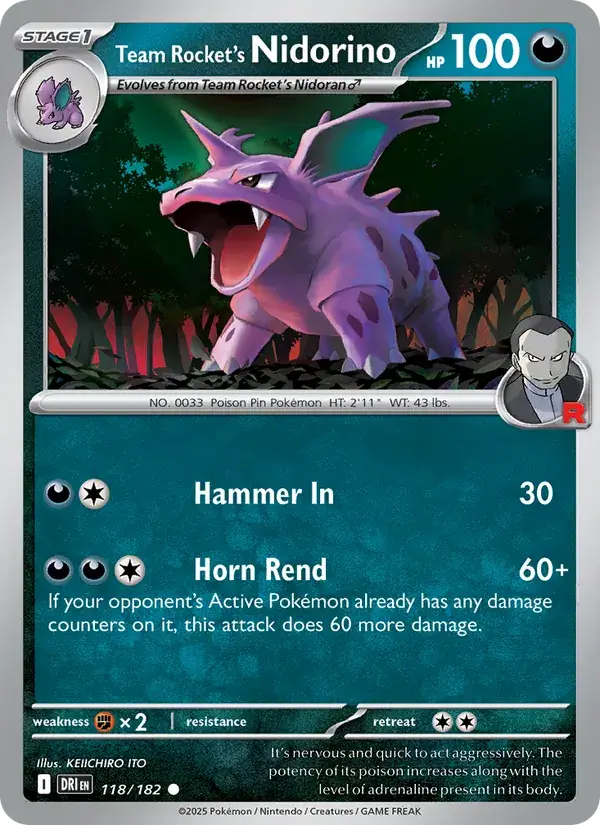 Team Rocket's Nidorino 118/182