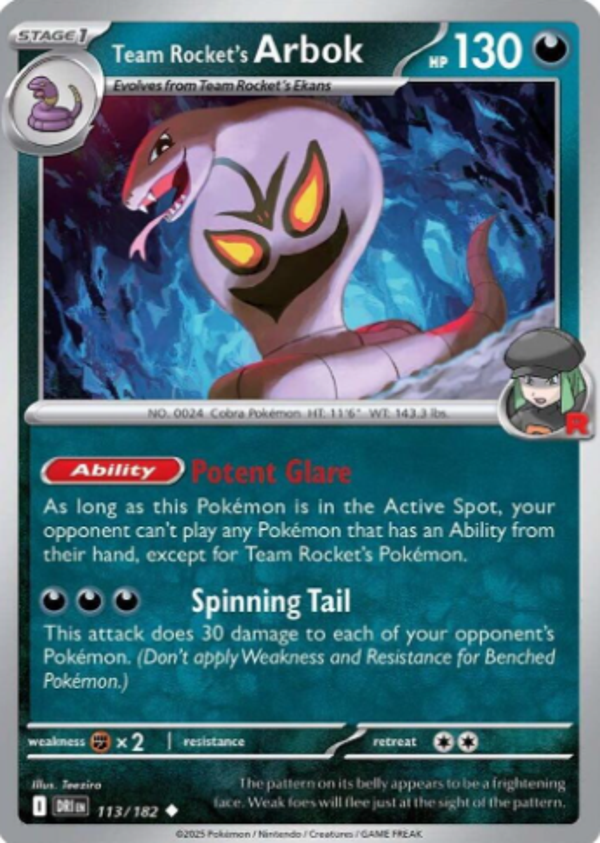 Team Rocket's Arbok 113/182