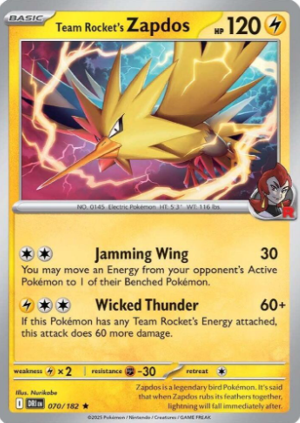 Team Rocket's Zapdos 070/182
