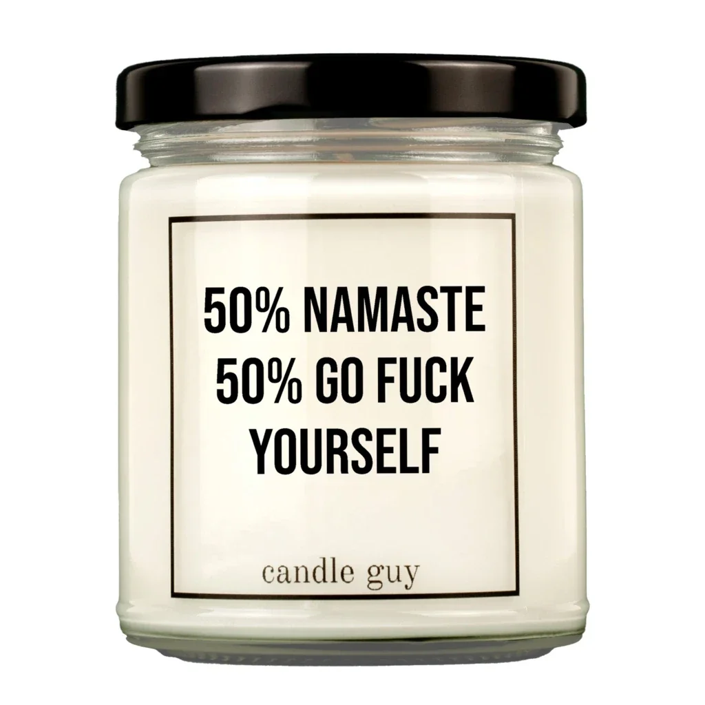 Candle Guy Kerze 50% namaste 50% go fuck yourself