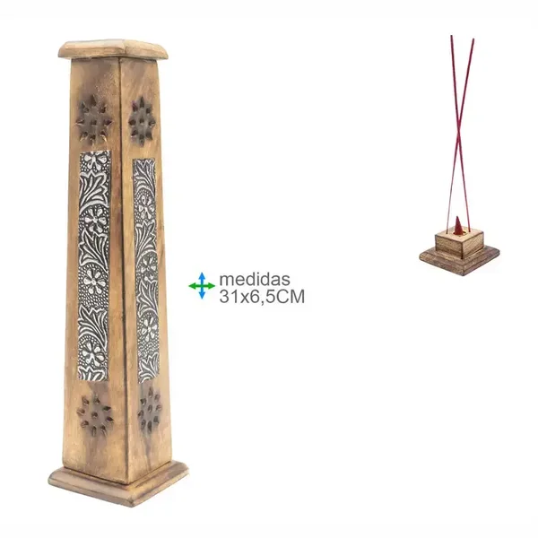 Räucherstäbchenhalter Turm Holz Metall