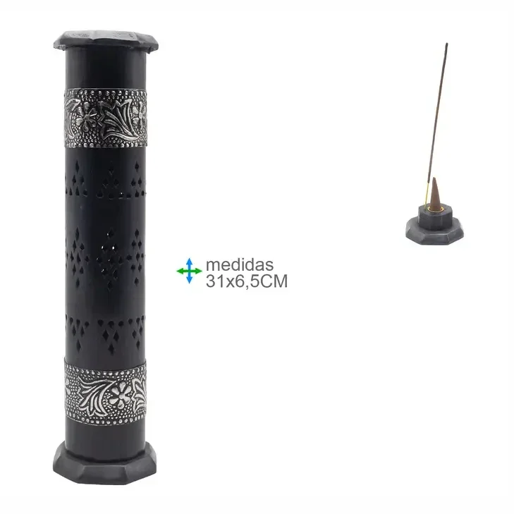 Räucherstäbchenhalter Turm Holz schwarz