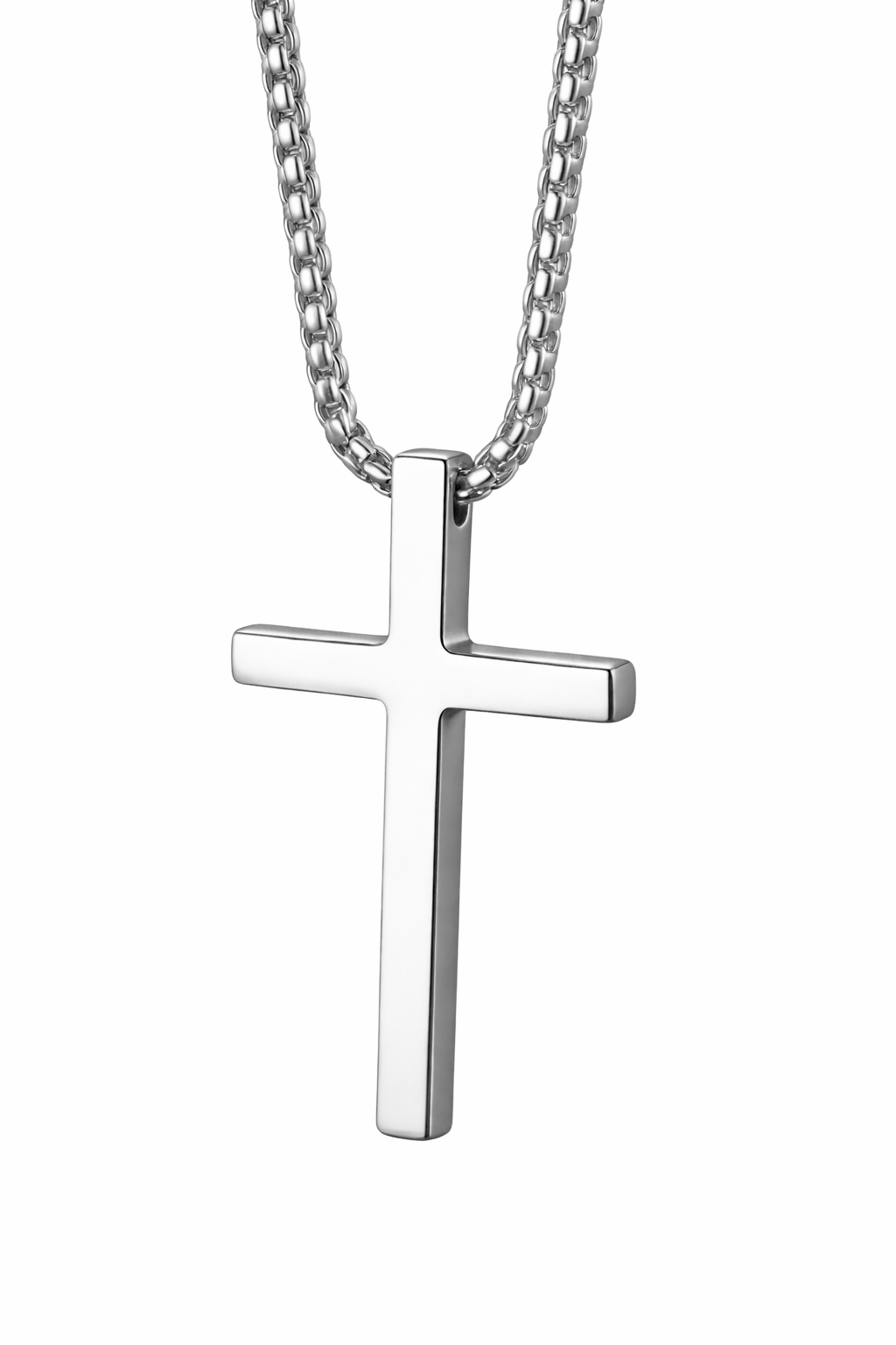 Zilver kleurige ketting met kruisje van hoge kwaliteit RVS middel - CD0002E2