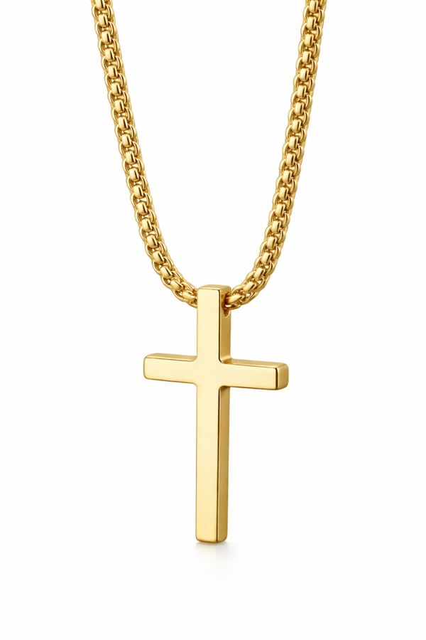 Goud kleurige ketting met kruisje van hoge kwaliteit RVS klein - CD0002E2