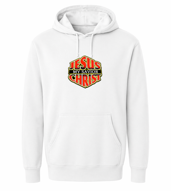 Hoodie unisex wit met de tekst Jesus Christ my savior - CD1002A1