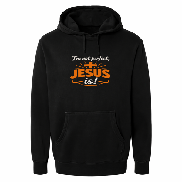 Hoodie uniseks zwart met de tekst I'm not perfect Jesus is - CD1002B3
