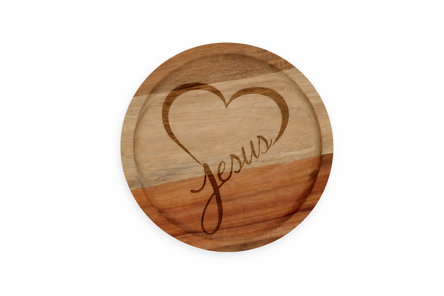 Houten serveerbordje met een mooi Jesus hart - CD0002E1