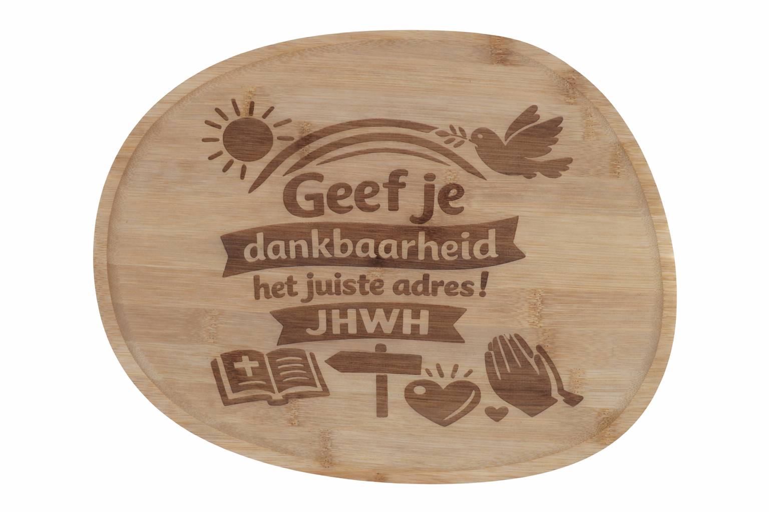 Houten dienblad met Geef je dankbaarheid het juiste adres - CD0002F1