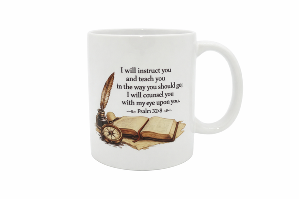 Mok met bijbeltekst Psalm 32:8 - CD0002A1