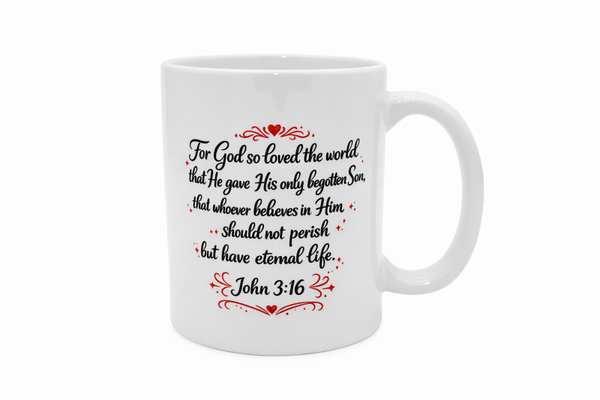 Mok met bijbeltekst Johannes 3:16 - CD0002A1