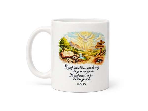 Mok met bijbeltekst Psalm 32:8 - CD0002B1