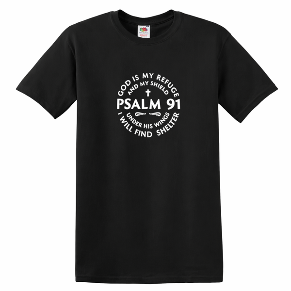 T-shirt uniseks zwart met de tekst Psalm 91 T-shirt - CD1002A1