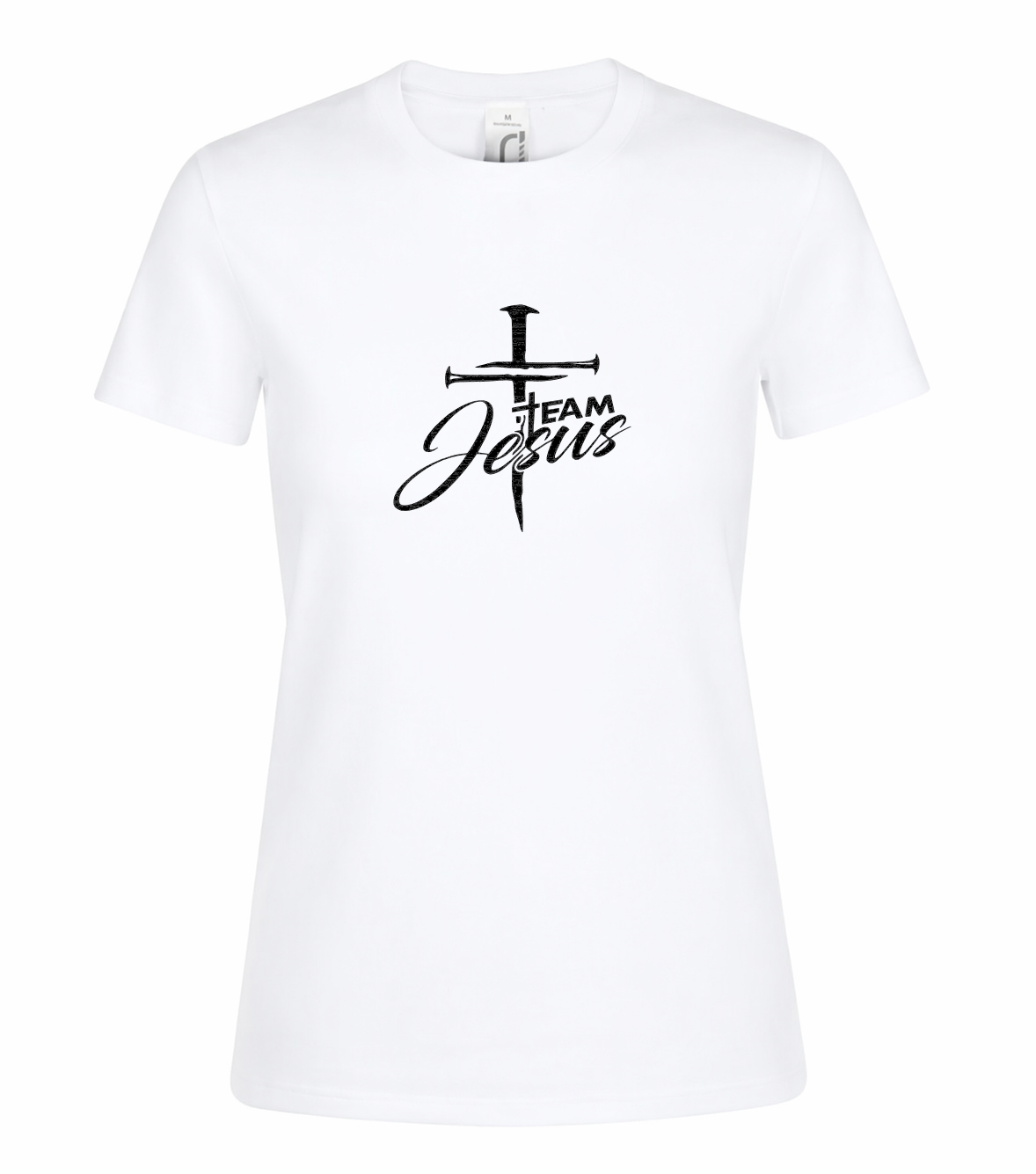 T-shirt dames wit met de tekst Team Jesus - CD1002B2