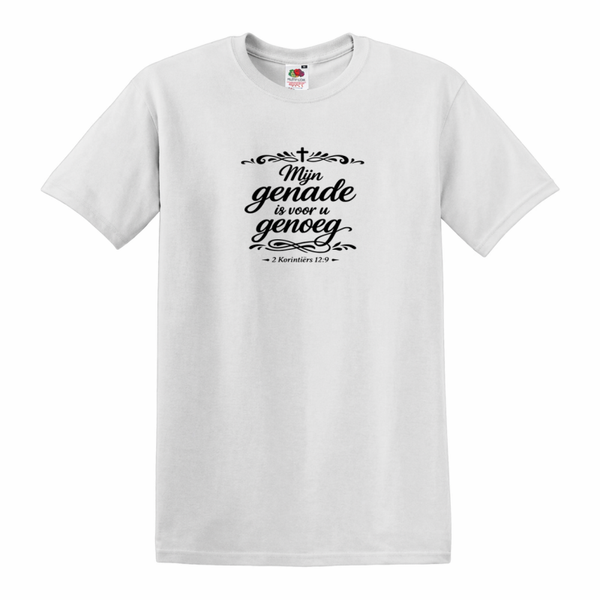 T-shirt uniseks wit met de tekst met Mijn genade is voor u genoeg - CD1002B3