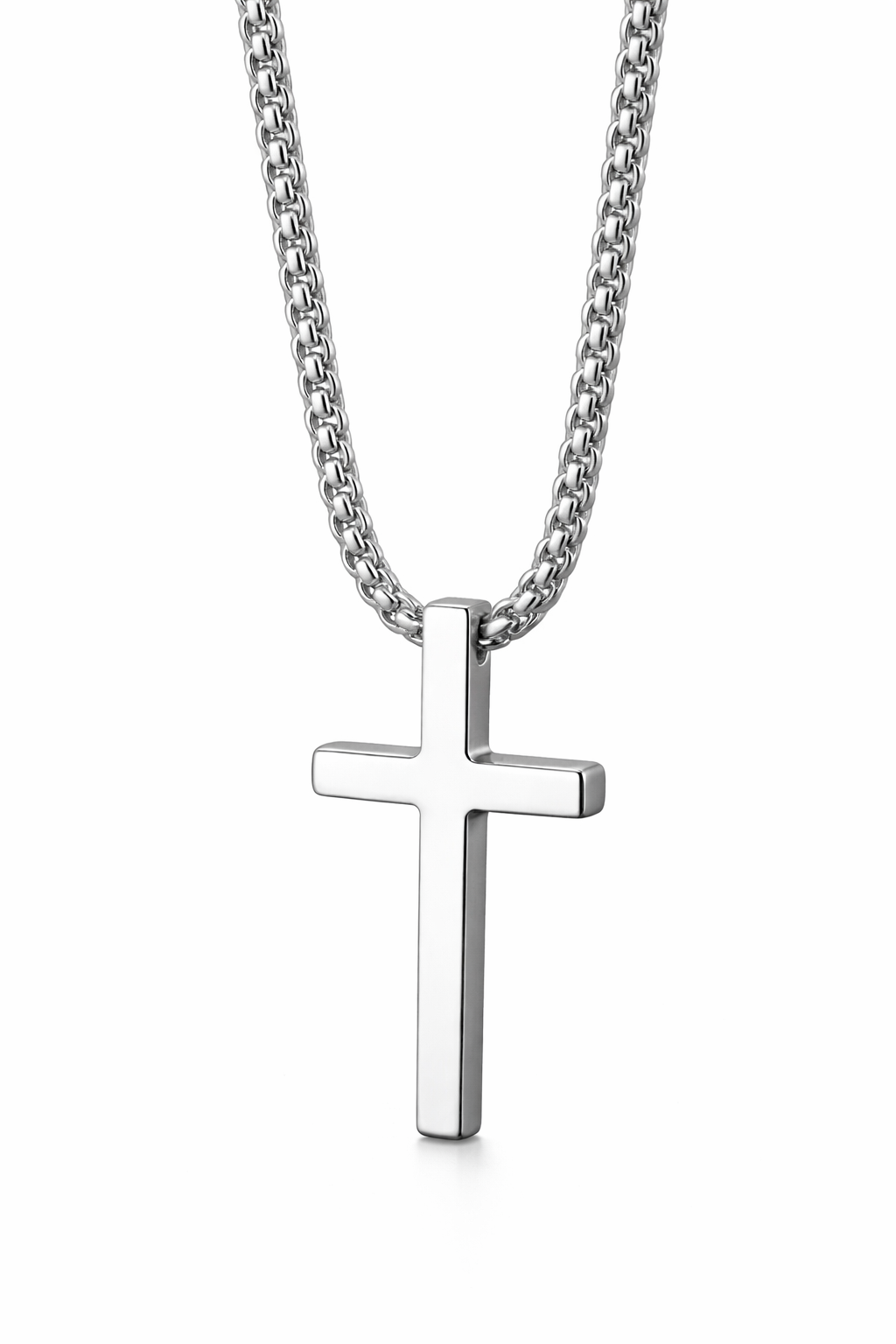 Zilver kleurige ketting met kruisje van hoge kwaliteit RVS klein - CD0002E2