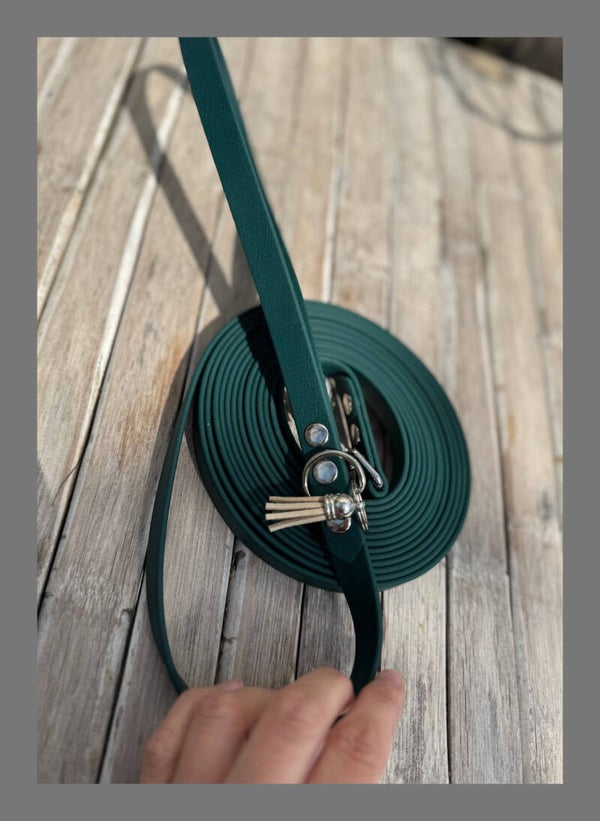 Lijn 16mm 5 meter, vast handvat, 1 musketon, 1 ring